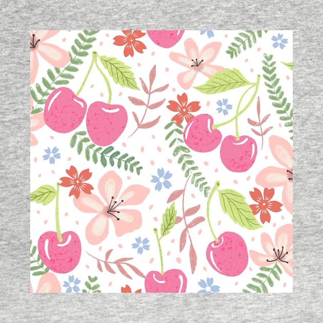 Cherry floral pattern by Papergrape